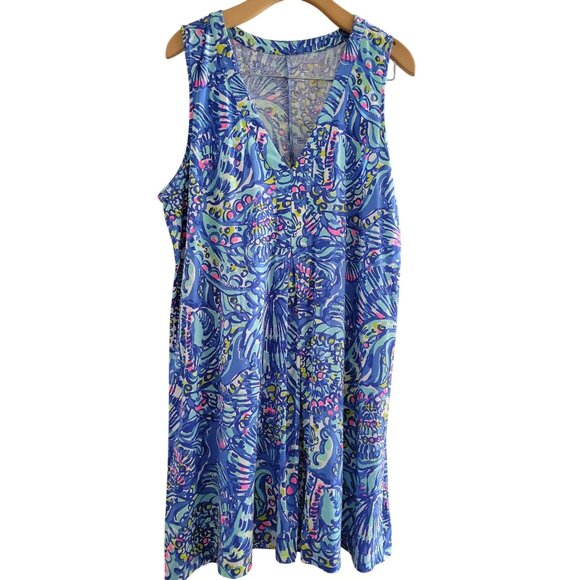 Lilly Pulitzer Blue Dress Swing Mini dress size XL luxetic Vacation Resort - Picture 1 of 6